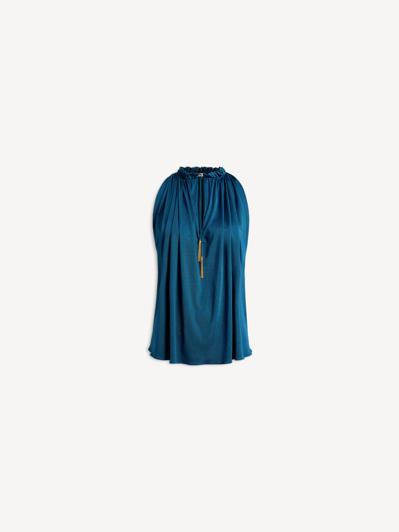 Pleated flowing jersey top