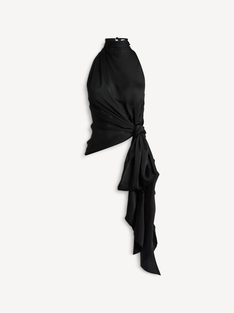 Open-back silk charmeuse top