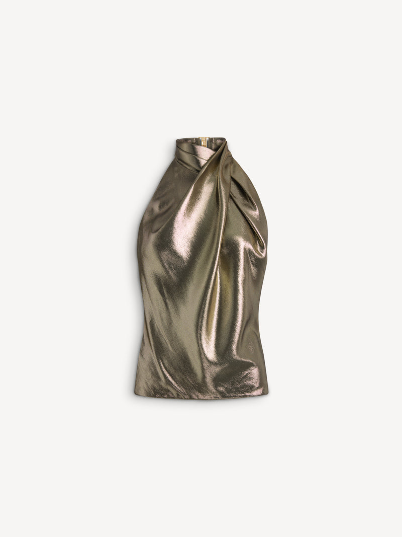 Backless lurex jersey top