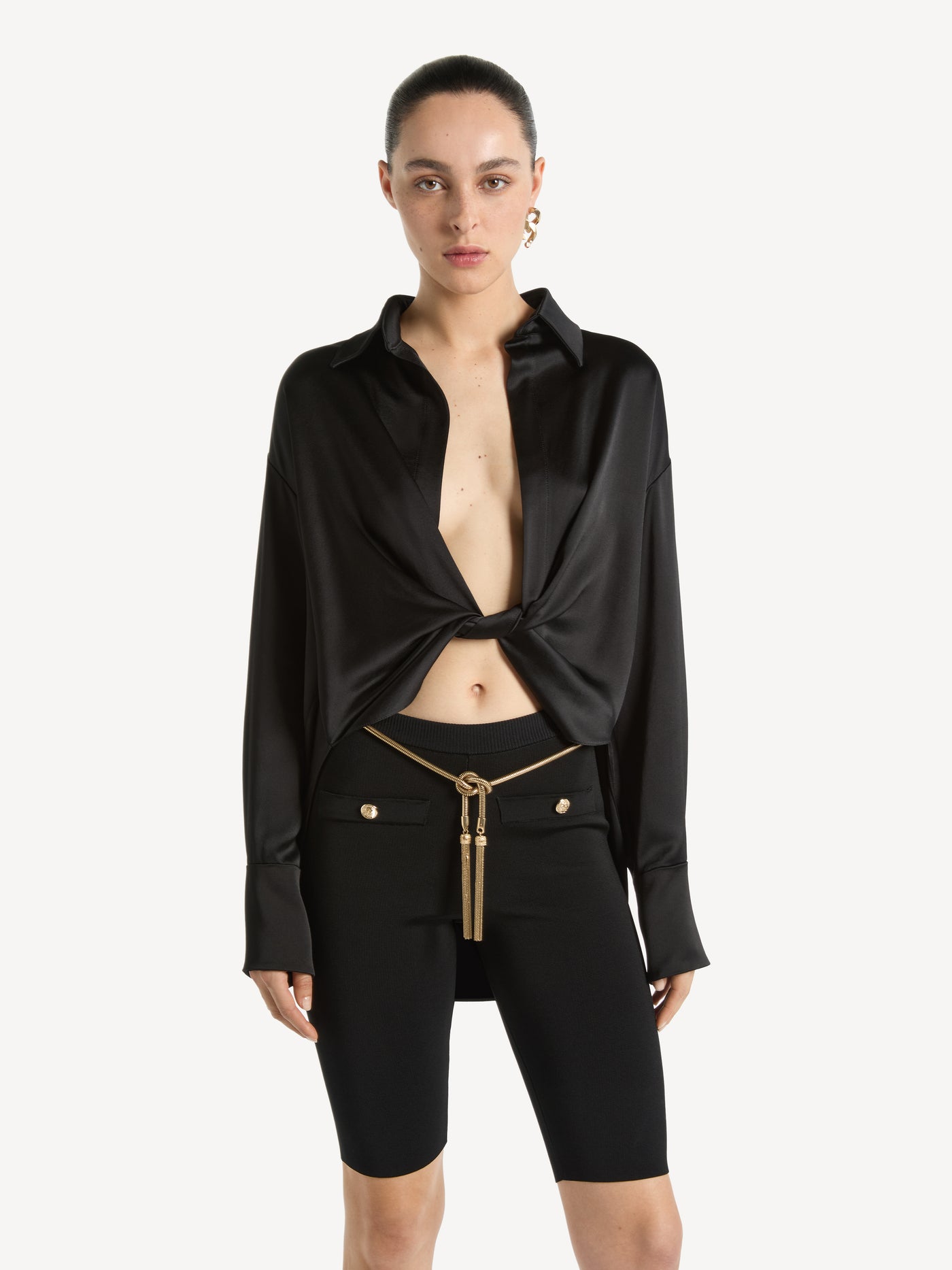 Satin blouse with twist detail