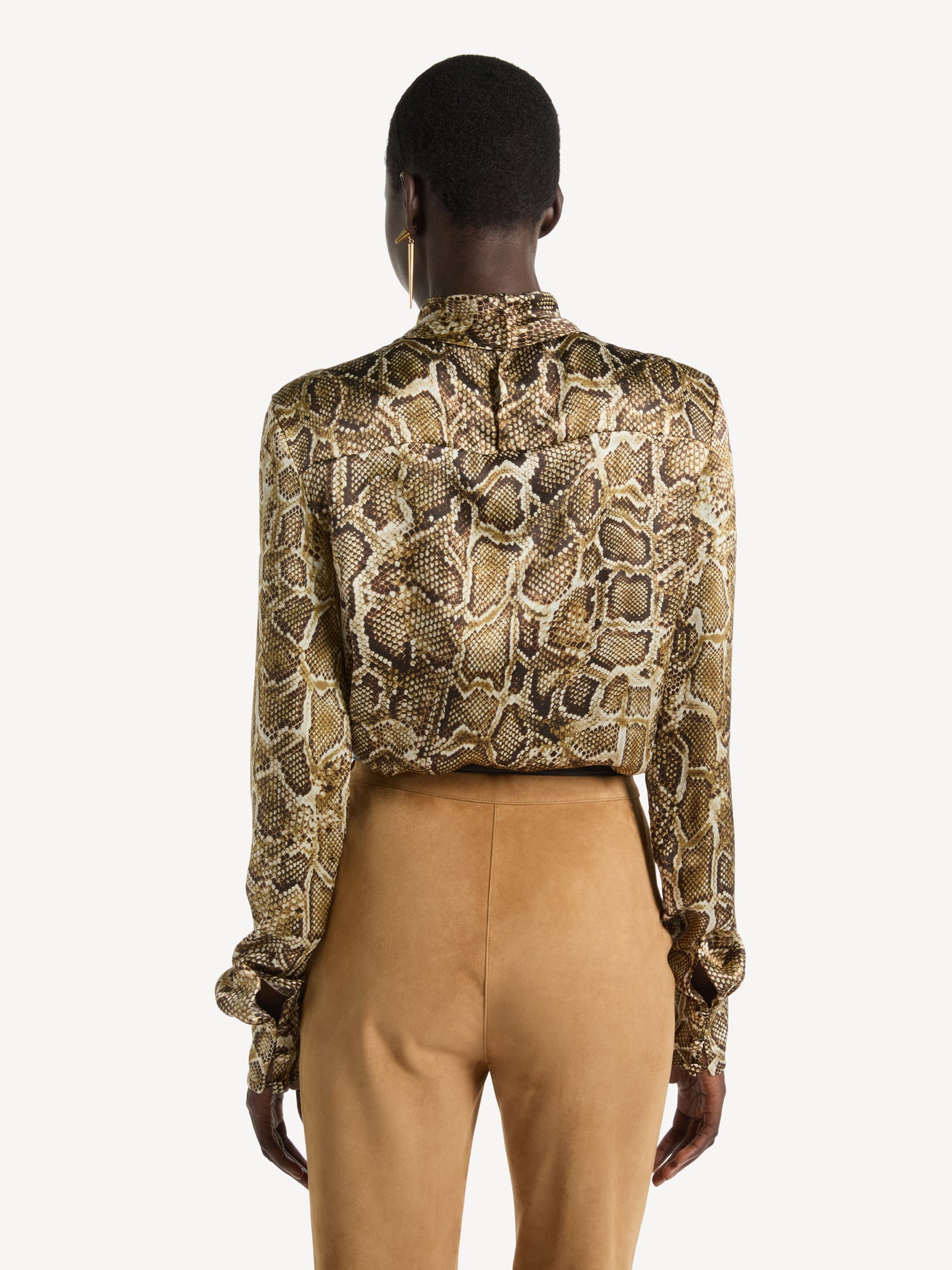 Blouse nouée en satin imprimé