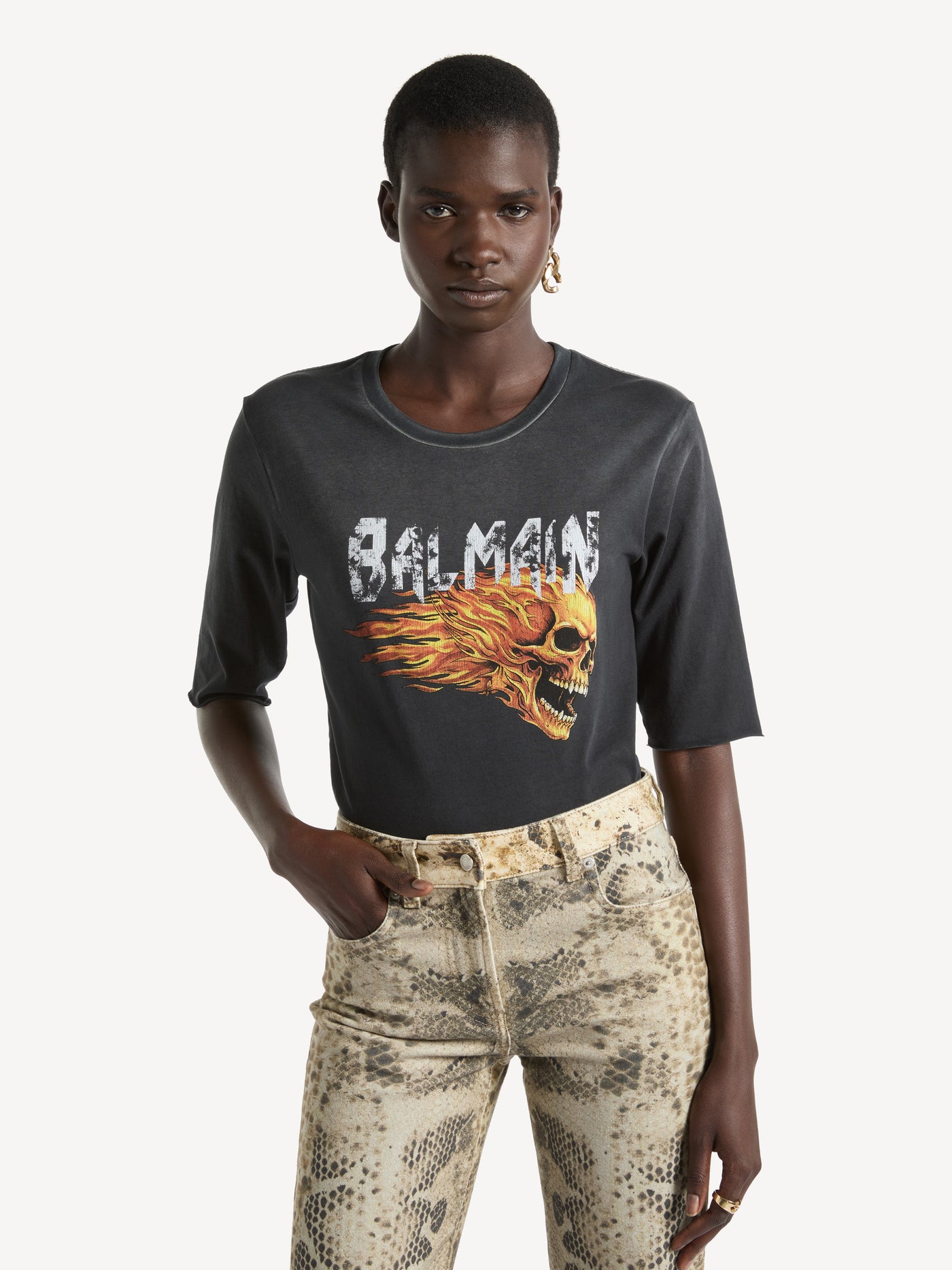 T-shirt with Flame Skull print