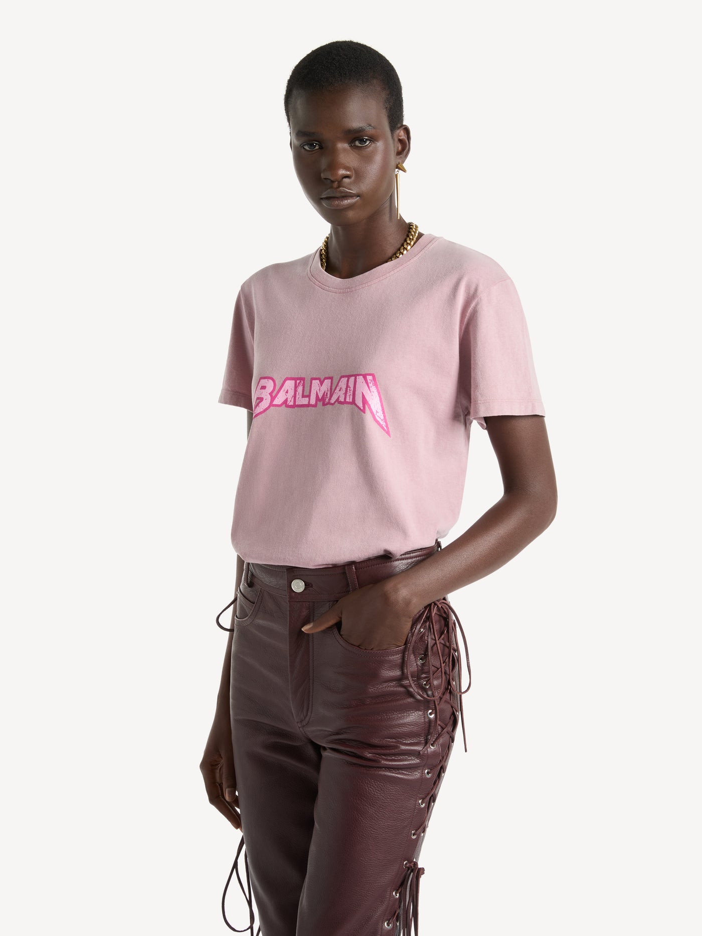 T-shirt with Balmain Band print